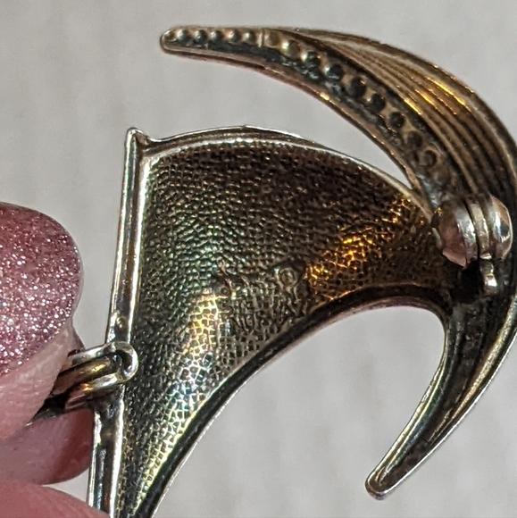 Vintage Ivar T. Holth .925 silver and enamel boat brooch mid-century Norwegian - Picture 5 of 7
